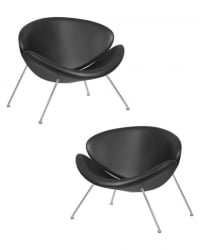 Кресло дизайнерское ДОБРИН ЕМИЛЙ (черный винил ЙП16, хромированная сталь) 2 шт / DOBRIN EMILY YP16,