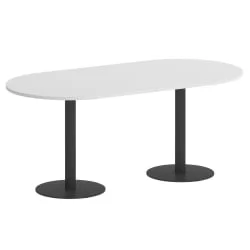 Стол овальный ХОМЕ ОФФИCЕ ВР.СП-5-180.1 Белый Бриллиант/Антрацит металл / HOME OFFICE VR.SP-5-180.1