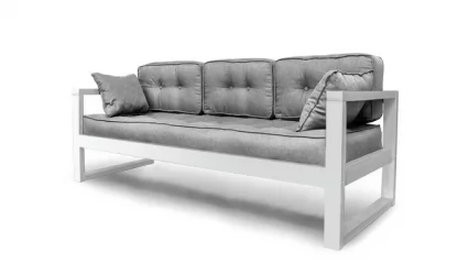 Белый диван трехместный DEmoku Д-3 серебристо-серый_белый