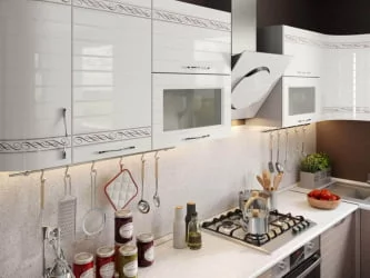 Кухонный гарнитур угловой Анастасия №6 Белый Капучино