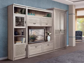 Шкаф угловой с зеркалом Лючия 183 z Дуб Оксфорд серый