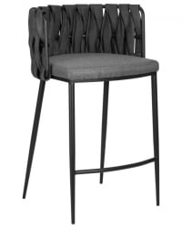 Стул барный ДОБРИН АМЕЛИА (серая ткань (Ф-48), темно-серый винтажный ПУ (МФ-12)) 4 шт / DOBRIN AMELIA (F-48), PU (MF-12))