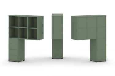 Надставка на стол высокая односторонняя + задняя стенка (8 шт.) + блок с 2-мя ящиками (2 шт.) CONCEPT CN.ONV-005 Кобо Черный металл