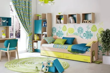 Кровать Софа №5 800*1900 Каштан Львов/Желтый