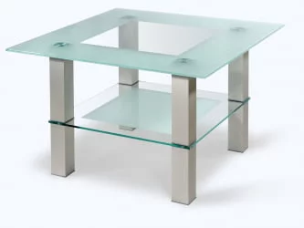 Придиванный столик Кристалл 1 Алюминий/прозрачное