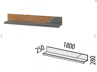 Полка в гостиную Монако 605.29 Дуб Вотан Оникс Графит