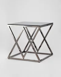 Журнальный стол ИНСИГНИЯ 55x55 Темный хром стекло smoke