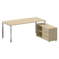 Стол рабочий руководителя с опорной тумбой левый METAL SYSTEM DIRECT БГ.СРТ-5.8 Пр Акация Лорка