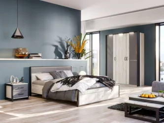 Шкаф одностворчатый с комбинированной дверью и паспарту Техно 02 Дуб Крафт белый Серый шифер