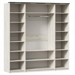 Шкаф четырехстворчатый с комбинированными дверями Техно 13 Дуб Крафт белый Серый шифер