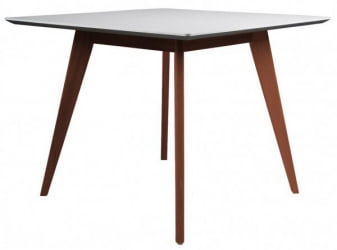 Стол Лунд 860*860 мрамор Бьянко Темный орех