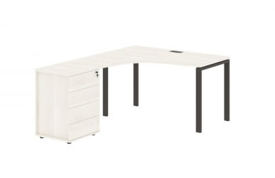 Стол эргономичный с тумбой левый EDIS EUCET 1318 L Ясень Траун Мокко