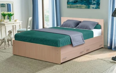 Кровать с ящиками на уголках №4 ЛДСП 1200*1900 Ясень Шимо темный