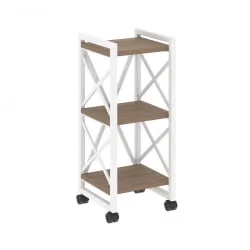 Стеллаж на колесных опорах - 3 полки LOFT  VR.L-MST.K-3.4 Металл белый Дуб Аризона