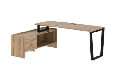 Стол с тумбой ЕДИС ЕВCТ 19614 Дуб Денвер светлый Черный / EDIS EVCT