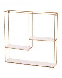 Полка Square золотая Белый мрамор