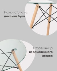 Стол круглый EAMES DSW NEW D=80 прозрачный стеклянный