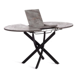 Стол MANZANA ЛДСП/HPL/металл, 100 х 100+30 х 75 см, Кварцит светлый/черный