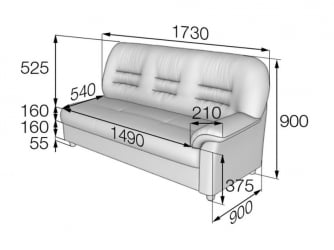 Диван трехместный подлокотник левый Премьер V-100/11