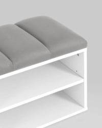 Обувница Хольст 2 белая велюр Серый