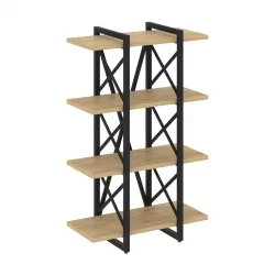 Стеллаж на регулируемых опорах - 4 полки LOFT VR.L-MST.O-4.4V Металл черный Тиквуд светлый