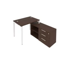 Рабочая станция на П-образном м/к с опорной тумбой правая Metal System БП.РС-СТС-2.1 Пр Венге/Белый