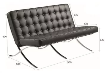 Диван с металлическими ножками Everprof Barcelona - 2 экокожа Черный