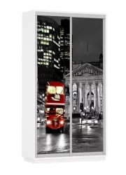 Шкаф-купе со стеклом Экспресс Дуо 1200х2200h Лондон/Белый снег