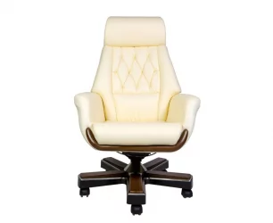 Кресло руководителя Трон кожа Слоновая кость