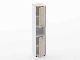 Шкаф 4 узкий закрытый, с нишей Deka 10.19.12Пр Дуб Сантана светлый/Белый