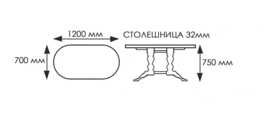 Стол обеденный Овальный на 2-м подст. тонкая 1 кат. 1555 6130