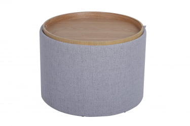 Пуф-столик с ящиком Хюгге L рогожка Серый