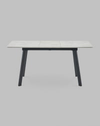 Стол Бату нев 120-160/80/76, столешница ЛМДФ, ароза светлая, подстолье металл черный / Batu new