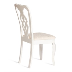 Стул Афродита/ Aphrodite дерево гевея, 46х54х99см, Ivory white, ткань кремовая с рисунком (А04)