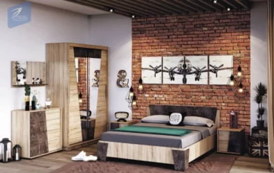 Кровать Санремо КР-001 Дуб сонома светлый Ателье темное