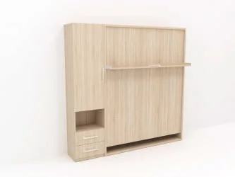 Кровать-трансформер Смарт 1 левый со шкафом 1600 Белая шагрень