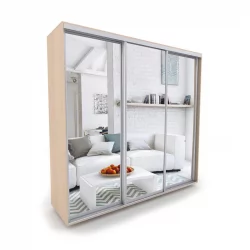 Шкаф-купе 3-х дверный Акцент-Сим З 2400х600  Дуб молочный