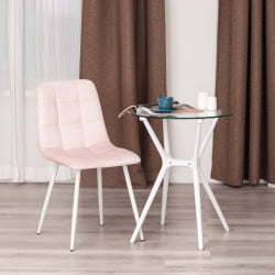 Металлический стул CHILLY (mod. 7094-1) вельвет/металл, 44,5х52,5х86 см, pink (розовый) HLR39 / белый
