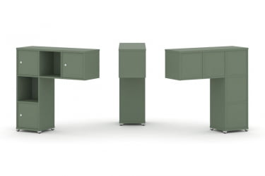 Надставка на стол низкая односторонняя + задняя стенка (5шт.) + распашной фасад (3 шт.) CONCEPT CN.ONN-002 Кобо Белый металл