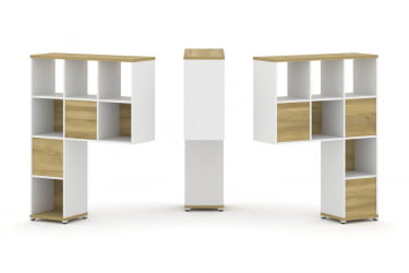 Надставка на стол высокая двухсторонняя + задняя стенка (5 шт.) CONCEPT CN.DNV-003 Дуб Винченцо Белый бриллиант Белый металл