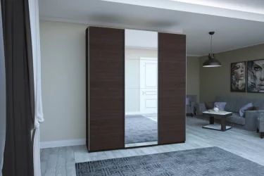 Шкаф-купе трехдверный Прайм 1800 ДСП/Зеркало/ДСП Венге