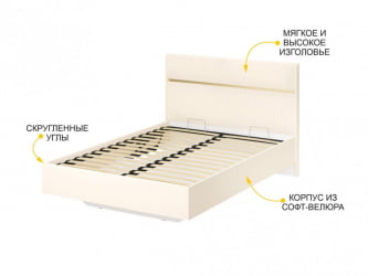 Кровать с подъёмным механизмом Монако 903.31 Белый шпон/Даллас Айвори