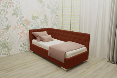 Подростковая кровать ВЕРСАЛЬ БЕЗ ОСНОВАНИЯ (BERHOUSE) Материал фасада: Металл/Велюр; Спальное место: 800х2000 мм; Цвет: Оранжевый