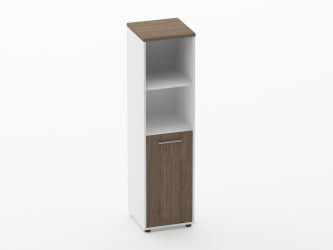 Шкаф 3 узкий 2 полки открытые, 2 полки закрытые Deka 10.16.11Пр Дуб Верцаска/Белый