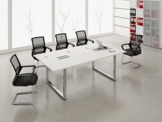 Стол системы БЭНЧ, переговорный, средний ГЛОСС ЛИНЕ НСПС-П.928 Белый Премиум / GLOSS LINE