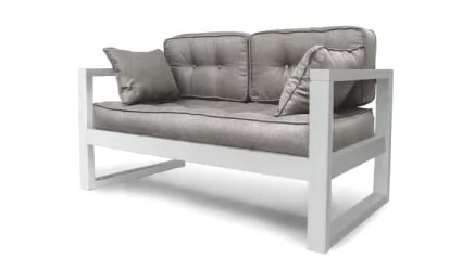 Белый диван двухместный DEmoku Д-2 серебристо-серый_белый