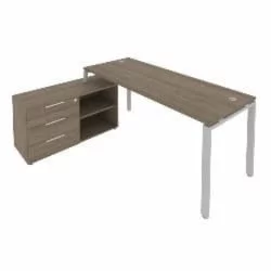 Рабочая станция на П-образном м/к с опорной тумбой левая Метал Сйстем БП.РС-СТС-2.5 Л Вяз/Серый / Metal System