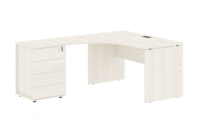 Стол эргономичный с тумбой левый EDIS EDCET 1518 L Ясень Траун Мокко