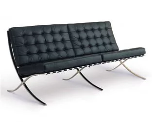 Диван с металлическими ножками Everprof Barcelona - 3 экокожа Черный