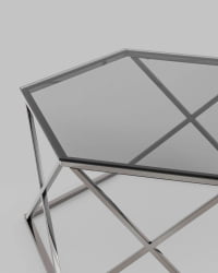 Журнальный столик Круз 93*80 стекло smoke сталь Темный хром